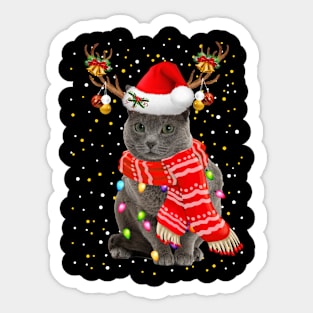 Russian Blue Cat Christmas Sticker